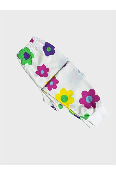 ALİŞ KİDS Lány pamut fehér színű virágmintás hosszú ujjú szezonális pizsama szett