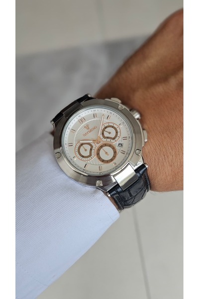 Raymond Rym-83003 Quartz Men's Wristwatch - Japanese Mechanism - Steel Case and Leather Strap - 2 Year Warranty