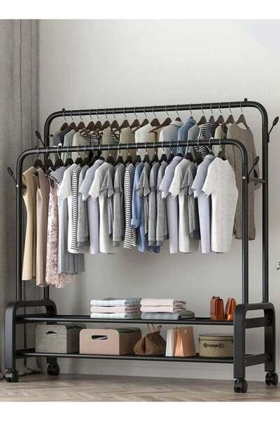 Cady One Metal Clothing Rack with Wheels - Black (110x55x150 cm)