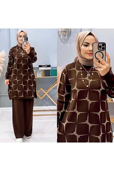 KAYA BUTİK بدلة تونيك من التريكو اللامع مع بنطلون