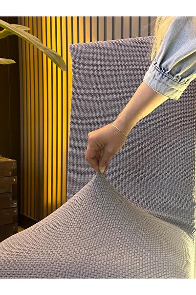 ARMAĞANS HOME JAKARLI 1 ADET ZİNCİR DESEN GRİ SANDALYE KILIFI