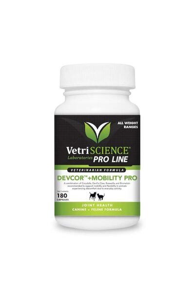 Vetri-Science Supliment nutritiv pentru pisici și câini, DevCor + Mobility Pro, 180 capsule