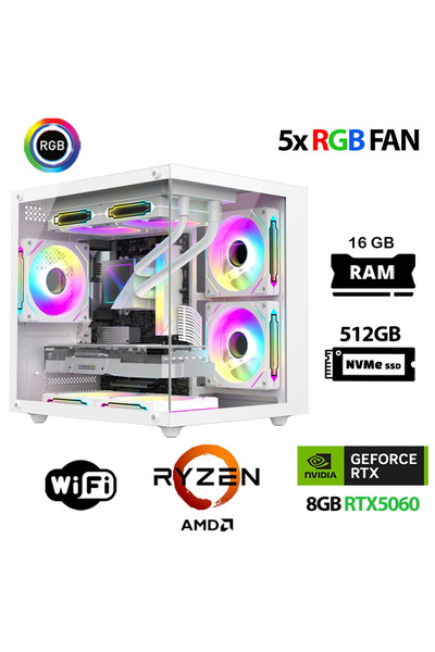 XASER Eco X70 Ryzen 5 5500 16GB Ram 512GB M.2 NVMe SSD 8GB RTX5060 Oyuncu Mas...