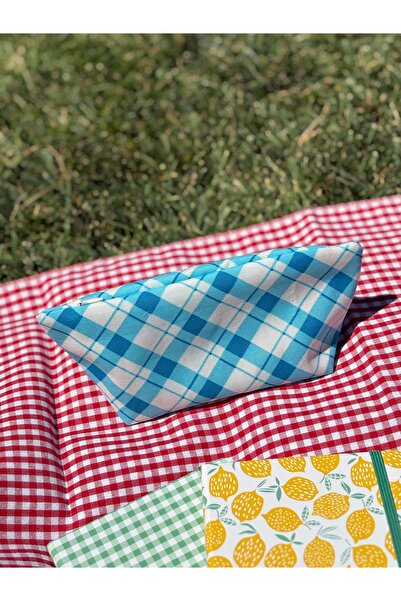 MEKİK BUTİK MAVİ EKOSELİ Çevre Dostu Yıkanabilir Fermuarlı BEZ KALEMLİK / Makyaj çantası