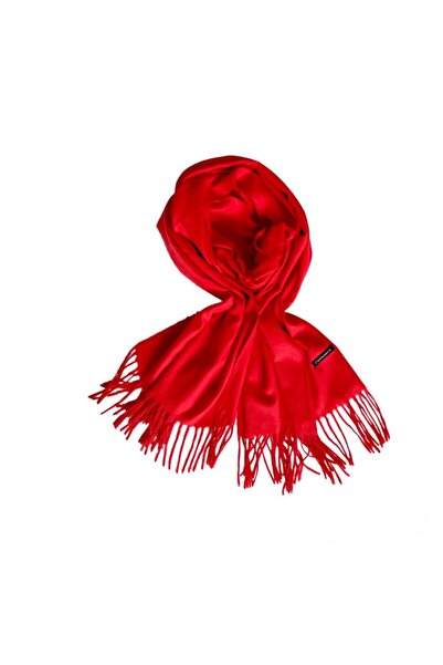 OEM Esarfa Dama tip Sal din Casmir, Capete Franjurate, Uni, Cashmere Soft Touch, 200 x 72cm, Rosu