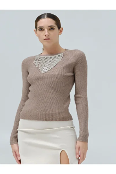 LUMİNA FASHİON Women's blouse with long sleeves and necklace detail on the front, universal size - LUMINA Fashion Italia