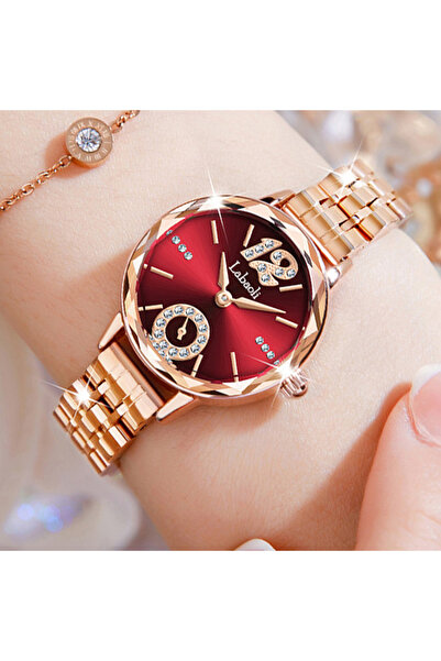 Youtrico Labaoli Luxurious rose gold watch,Round,diamond-set indexes