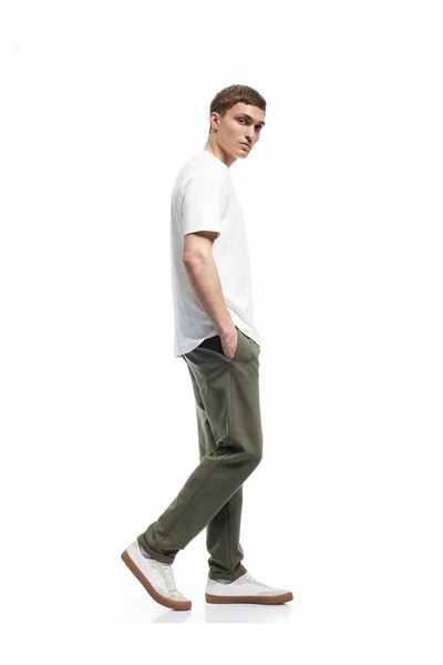 Koton Pantaloni pentru bărbați, kaki, cu talie confortabilă și șireturi 6Wam4...