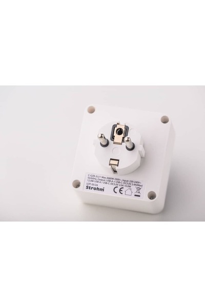 Strohm Dual Adapter with Night Light, 1xSchucko+1xEuro, USB 1xA+1xC, 16A, 250V White SM-A-CGZB2LU1
