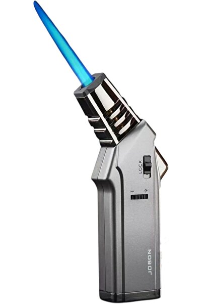 Alsaqer ولاعة جوبون جيت فليم المقاومة للرياح تعمل بغاز البوتان - شعلة فحم وبخور للشواء - فضية