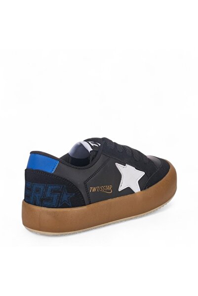 Tuğba Ortopedi 023 Unisex Çocuk Siyah/Beyaz Yıldızlı Sneaker