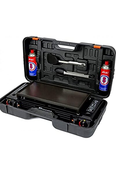 GO2CAMPS Double Burner Butane Camping Stove with BBQ Grill Tray Caston Hotplate | HumBurger and Set