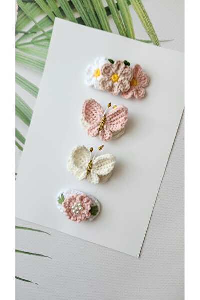 Hand Mother's Since 2024 Baby Gift Organic Antiallergic Newborn Baby Hair Clips with Little Hair Handmade 4-Piece Baby Set