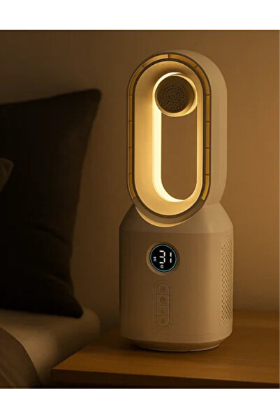 HEPU Sessiz 360° Döner USB Şarjlı Masaüstü Fan – Bluetooth Hoparlörlü, Gece Lambalı, 3'ü 1 Arada