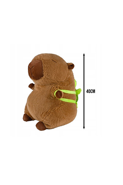 zola Λούτρινο παιχνίδι Capybara με σακίδιο πλάτης χελώνα, μαλακό πολυεστέρα, 40 cm, καφέ/πράσινο