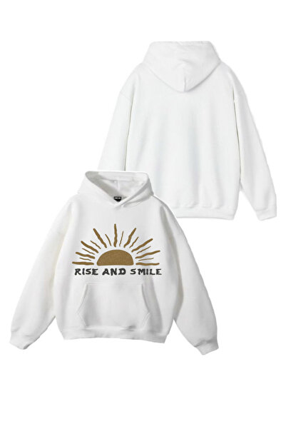 Sebesta Fashion New Season Rise and Smile Printed 3 Thread Cotton Hooded Swea...
