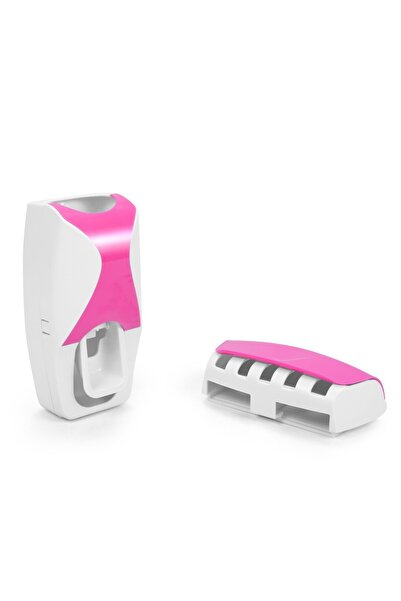 zola Toothpaste dispenser, Zola®, with holder for 5 toothbrushes, Zola®, 15 x 7.5 cm, white and pink