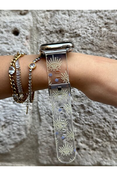 GIGIKIT Watch Uyumlu 4 5 6 7 8 9 10 Se - 38 40 41mm Şeffaf Desenli Saat Kordo...
