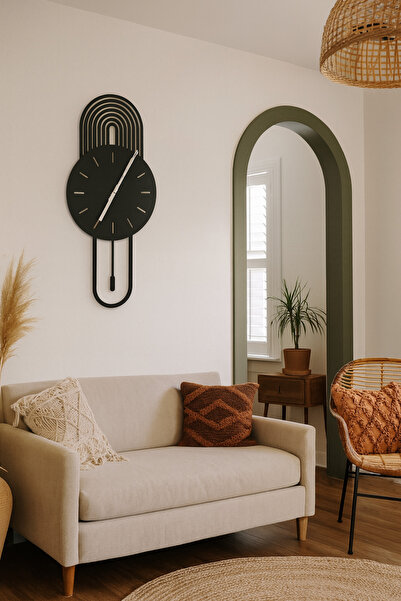 Genel Markalar Modern Tasarım Siyah MDF Duvar Saati – 6mm Sessiz Mekanizma