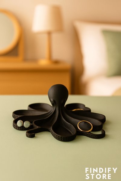 Findify Store 3D Octopus Jewelry Organizer Environmentally Friendly Pla Resin, Vegan, Kid-Friendly & Child-Friendly Design