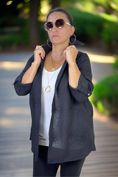 yagmurberen Katlamali Kol Organic Italian Fine Linen Embroidered Shirt Sleeveless Combed Cotton Blouse Plus Size Double Set