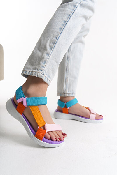 Solo Bag Women's Short Heel Orthopedic Comfortable Sole Velcro Adjustable Daily Stylish Sports Sandals