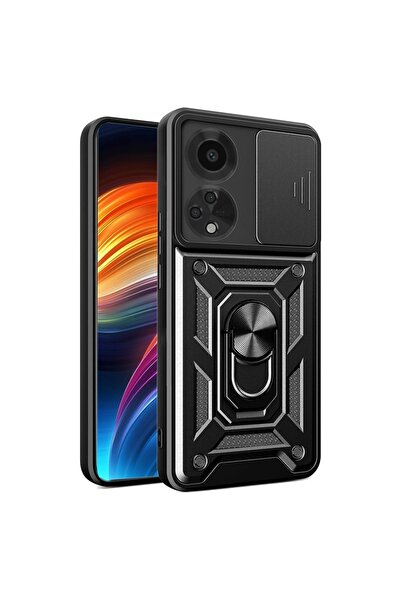 SKYDDAR INNOVATION Case for Oppo A98 5G, CamShield, Magnetic ring, sticker set, Black