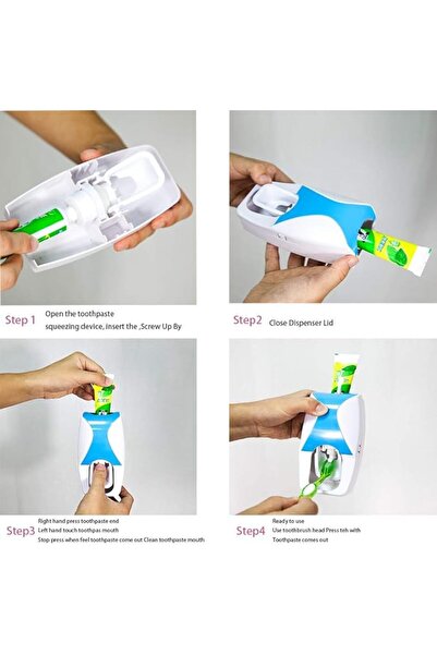 zola Toothpaste dispenser, Zola®, with holder for 5 toothbrushes, Zola®, 15 x 7.5 cm, white and orange