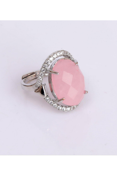 Taş-Mir Pembe Kuvars Taşı Ayarlamalı Yüzük ( Pınk Quartz )