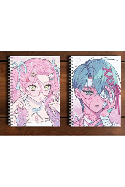 nihonwosekai قطعتان من دفتر ملاحظات حلزوني من Alien Stage Anime مقاس A5، 50 ورقة