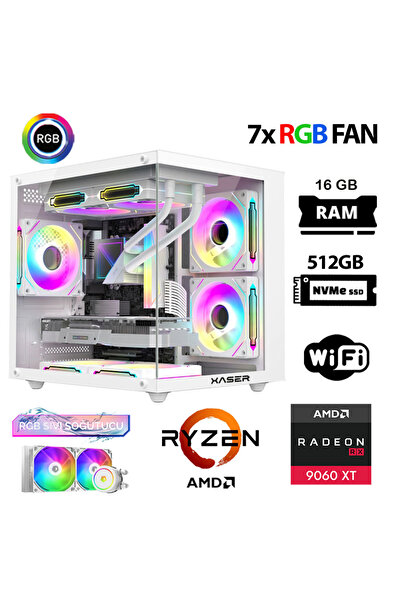 XASER Eco X10 Ryzen 7 5700x 16GB Ram 512GB M.2 NVMe SSD 16GB RX9060 XT Sıvı Soğutmalı Hazır Oyuncu S