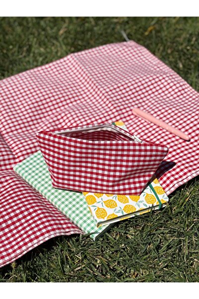 MEKİK BUTİK Red Small Pötikareli Eco-Friendly Washable Zippered Tissue Pen Case / Makeup Bag