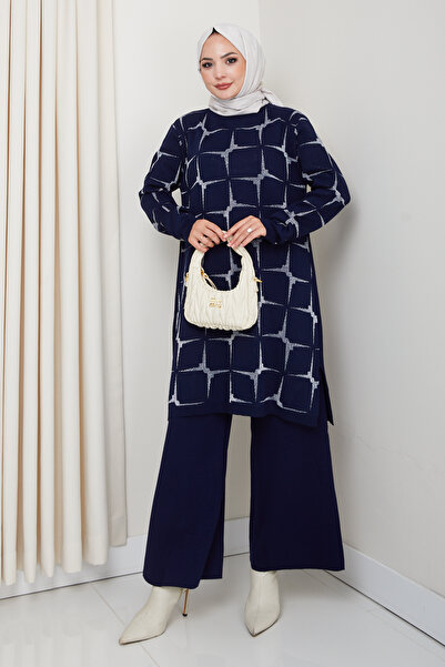 KAYA BUTİK simli triko takım pantolonlu tunik
