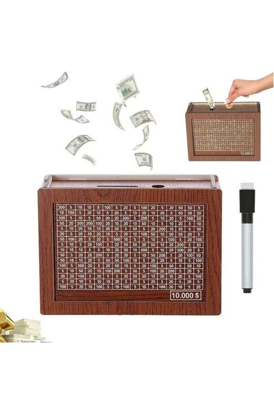 MACVI Macvi® wooden children's savings chest 22x14 cm decorative educational design for money coins banknotes
