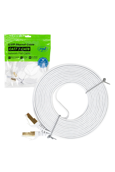 PNI Cablu de rețea plat S/STP CAT7 U7075W, 2 x RJ45, 7,5 m
