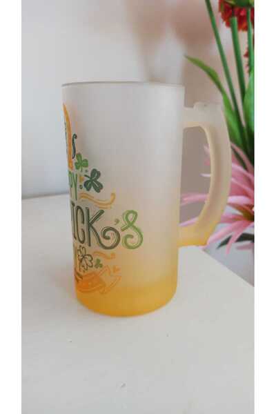 Hureggo Vintage Orca Coatings''Happy&T.Patrıck&Day'' Frosted Glass Giant Mug Cup