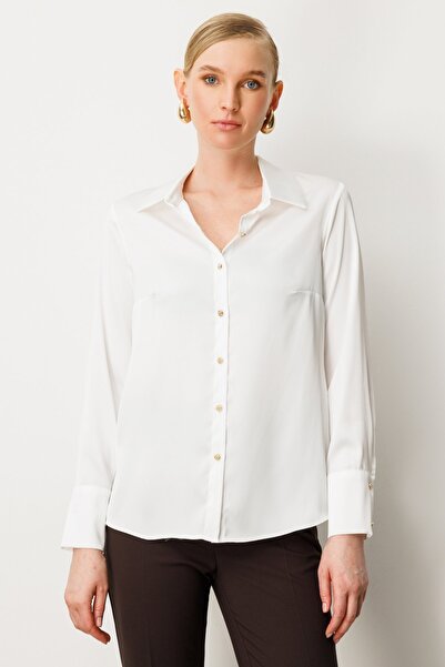 Ekol قميص ساتان بأزرار أمامية 3005-26k إكرو