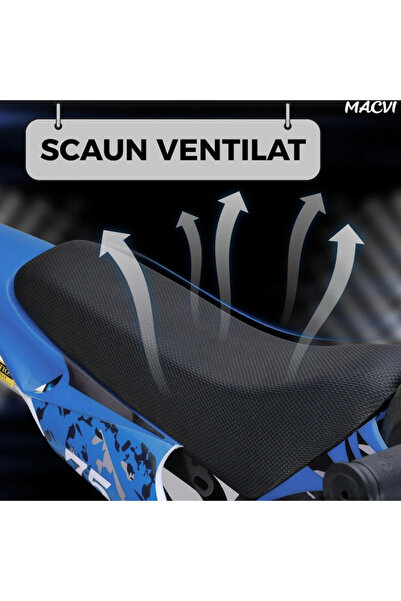 MACVI Motocicleta cross Macvi® pentru copii 49cc, motor pe benzina ideala pentru off road, Albastru