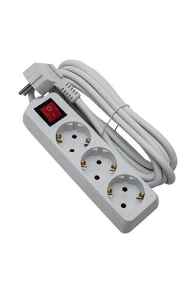Strohm Prelungitor cu 3 prize, 31,5 mm, lungime 5 m, întrerupător și protecție pentru copii SM-3PK-5M-WH-1.5MMP