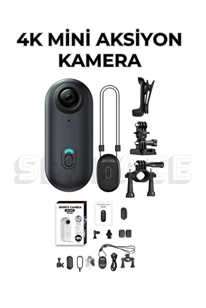 S Spiface 4K Su Geçirmez Mini Aksiyon Kamera – Spiface Boyuna Asılabilir, Spo...