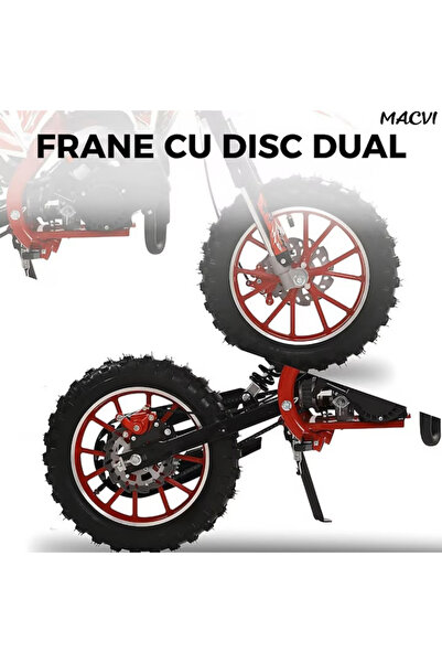 MACVI Macvi® cross motorcycle for children 49cc, petrol engine ideal for off road, Red