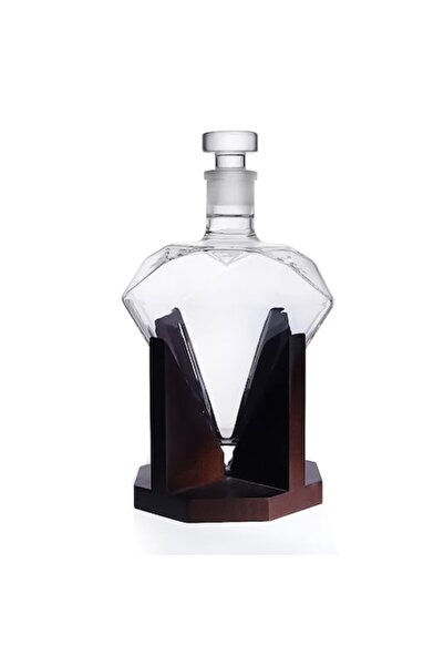 Doty Set Decantor Cullinan Diamond, Forma Diamant, Suport din Lemn, 850 ml