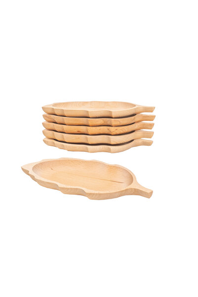 Z-Tools Set 6 farfurii din lemn de fag, în formă de frunză, 34x18 cm EXT6179