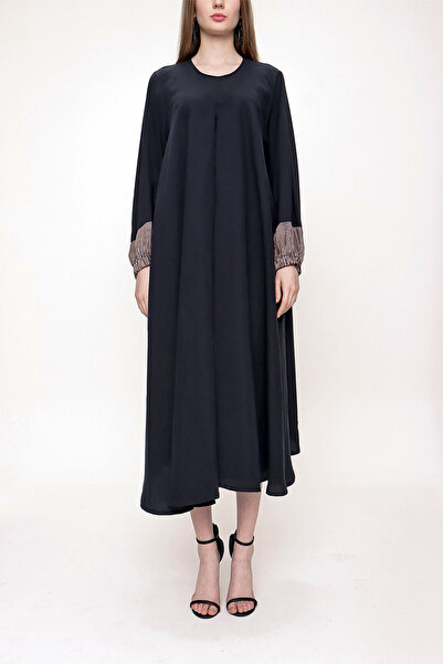 SOCIETA Siyah Önü pileli bol kesim elbise 93704