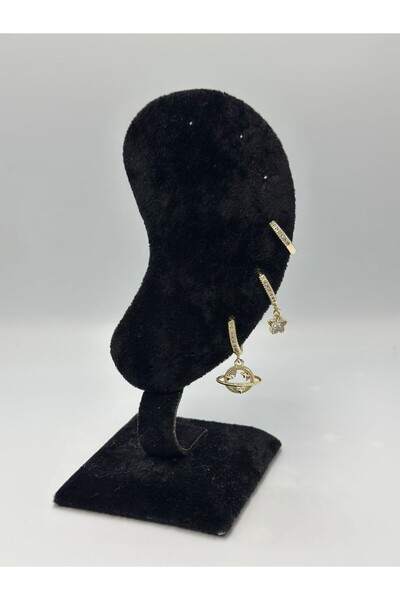 MyladyAccessoriess Planet Detailed Set Earrings (Steel) Gold