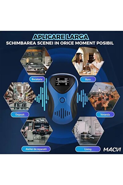 MACVI Macvi® Ultrasonic Pest Repeller, LED Display, 10-70kHz, 3W, Non-Toxic