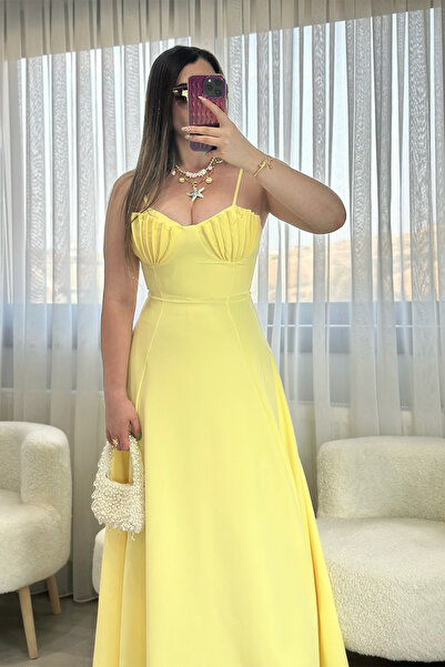 Sisparkle Perlaine İstiridye Göğüs Detaylı Elbise