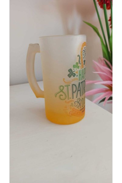 Hureggo Vintage Orca Coatings''Happy&T.Patrıck&Day'' Frosted Glass Giant Mug Cup