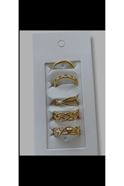 Aylish Bijuteri مجموعة من 5 خواتم ذهبية