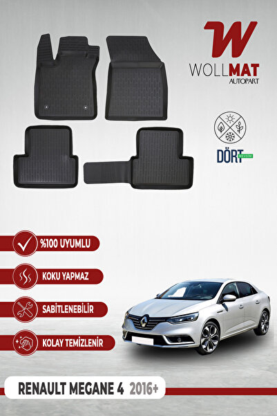 Wollmat Renault Megane 4 Uyumlu Paspas Sedan 2016 2025 Arası 3d Havuzlu Paspas